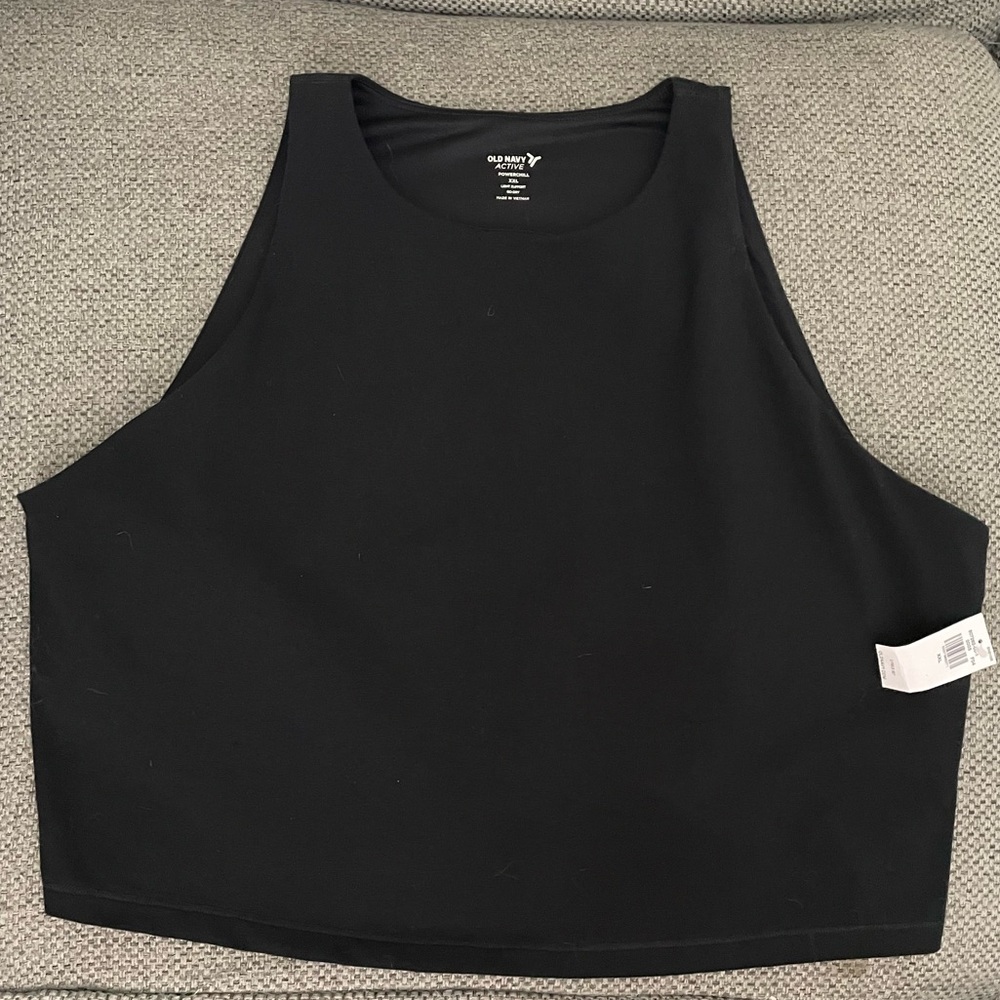 Old Navy Active Black PowerChill Cropped Tank w/ built in bra
